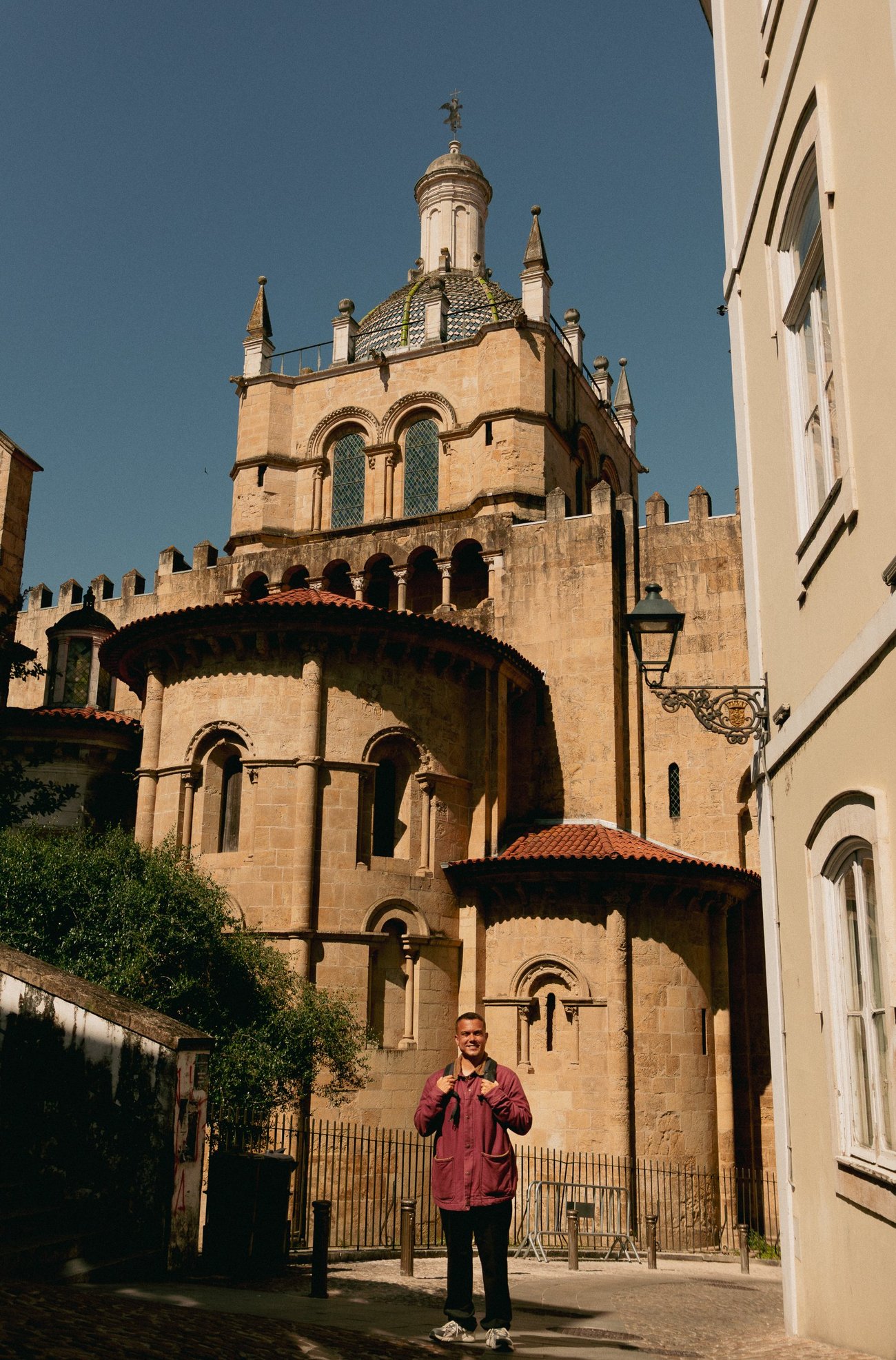 Breno in front of the Old Cathedral of Coimbra